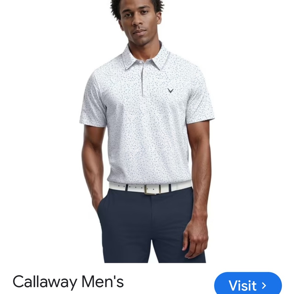 Callaway Men's size xl White Blue Patterned Polo Shirt no tags